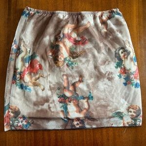 Angel Pattern Mesh Mini Skirt